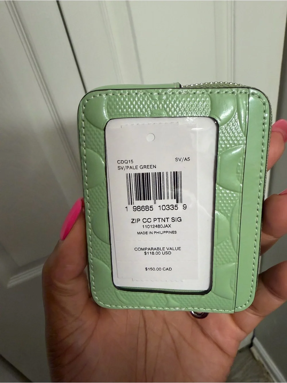 Coach Patent Leather Card Case in Mint Green